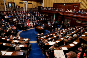 Dáil Éireann chamber, the Irish parliament, where civil registration law is debated